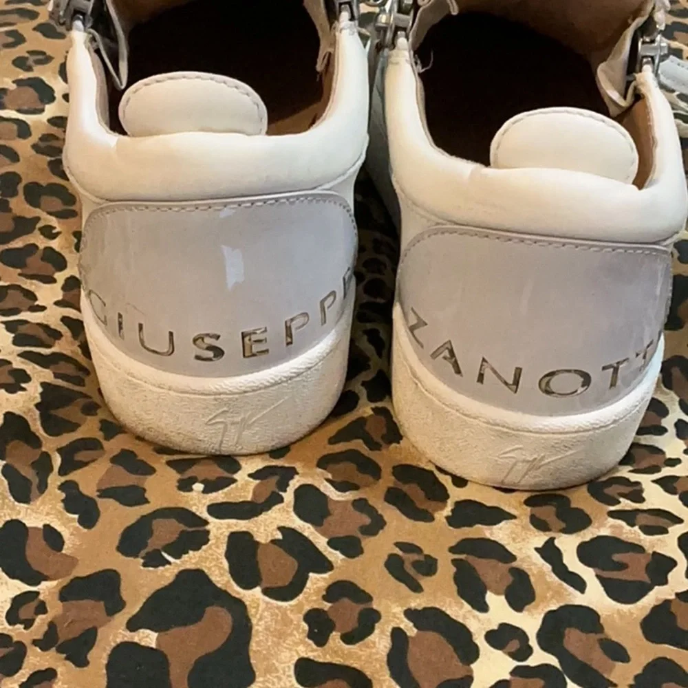 Giuseppe Zanotti Men’s White Leather Sneakers w/ Side Zippers